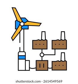 power integration wind turbine line icon vector. power integration wind turbine sign. isolated symbol illustration