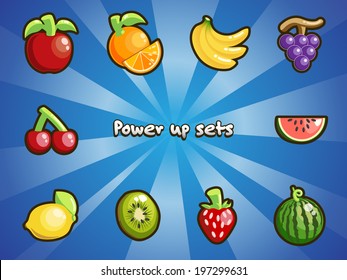 The power up item sets. Can use for games design,background,icon or anything you want.