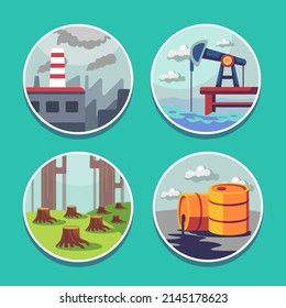 Power items set. Energy and electricity, transmission tower, solar panel, windmill and consumer house, control centre, station. Vector illustration.