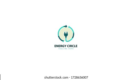 Power jack logo design combined with a circle shape. vector