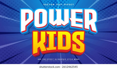 Power Kids 3D Editable text effect Template Suitable for bold Style
