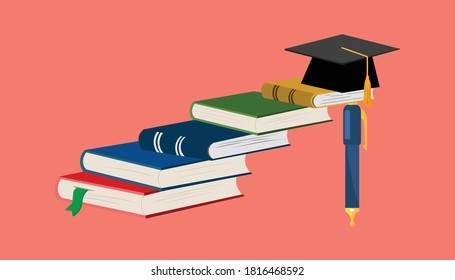 Power of knowledge books and education knowledge concept vector illustration
