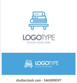 Power, Knowledge, Education, Books Blue Logo Line Style. Vector Icon Template background