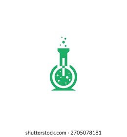 Concepto de diseño de logotipo de frasco de laboratorio de potencia.