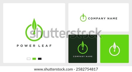  Power leaf logo design template