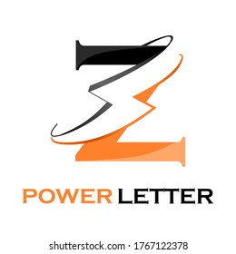 Ilustración de diseño del logotipo de la carta de alimentación. adecuado para marca, medios, sitio web, etiqueta, electricista, empresa, herramienta, digital, energía, conexión, símbolo, etc. hay fuente z