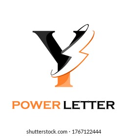 Ilustración de diseño del logotipo de la carta de alimentación. adecuado para marca, medios, sitio web, etiqueta, electricista, empresa, herramienta, digital, energía, conexión, símbolo, etc. hay letra y