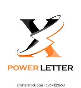Design-Vorlage für Power-Letter-Logo. geeignet für Branding, Medien, Website, Etikett, Elektriker, Firma, Werkzeug, Digital, Energie, Verbindung, Symbol usw. Es gibt Schriftart x