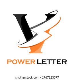 Power letter logo design template illustration. suitable for branding, media, website, label, electrician, company, tool, digital, energy, connection, symbol etc. there is font v