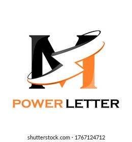 Power letter logo design template illustration. suitable for branding, media, website, label, electrician, company, tool, digital, energy, connection, symbol etc. there is font m