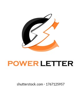 Ilustración de diseño del logotipo de la carta de alimentación. adecuado para marca, medios, sitio web, etiqueta, electricista, empresa, herramienta, digital, energía, conexión, símbolo, etc., hay fuente c
