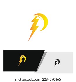 Power letter P logo with power lightning bold element