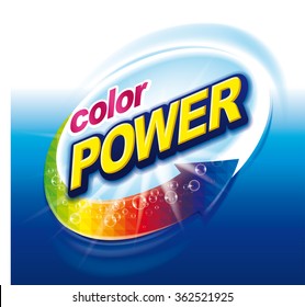 Power letter with rainbow direction on blue abstract background