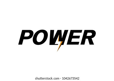 Power Letter Text Typography Bolt Thunder Symbol Logo Vector Design Illustration