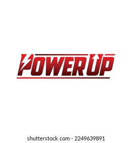 Power Up Lettering Typography with Letter P lightning bolt and Letter U Arrow for Game Banner logo design