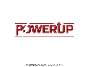 Power Up Lettering Typography with Letter P lightning bolt and Letter U Arrow for Game Banner logo design