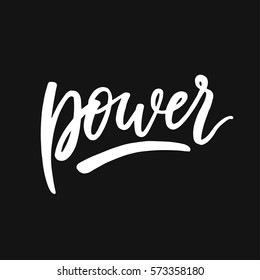 Power letters. Color gradient calligraphy. Custom lettering for posters, t-shirts and cards. Vector calligraphy isolated on blue background.