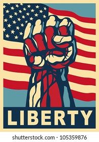 Power of Liberty, concept with USA flag background. EPS 8, CMYK