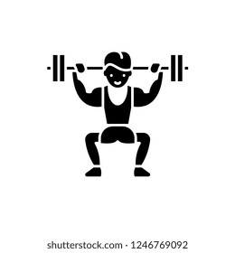 Power lifting black icon, vector sign on isolated background. Power lifting concept symbol, illustration 