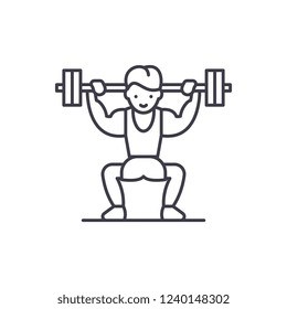 Power lifting line icon concept. Power lifting vector linear illustration, symbol, sign