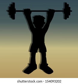 power lifting silhouette on special background