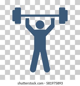 Power Lifting vector pictogram. Illustration style is a flat iconic blue symbol on a transparent background.