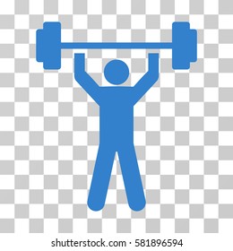 Power Lifting vector pictograph. Illustration style is a flat iconic cobalt symbol on a transparent background.