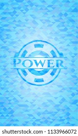 Power light blue emblem with triangle mosaic background