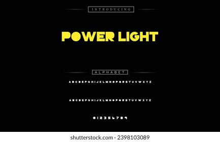 Power Light Modern Bold Font. Sans Serif Font. Regular Italic Uppercase Lowercase Typography urban style alphabet fonts for fashion, sport, technology, digital, movie, logo design, vector