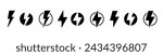 Power lightning or energy charging vector icons. Thunderbolt symbols for energy power or electricity charge