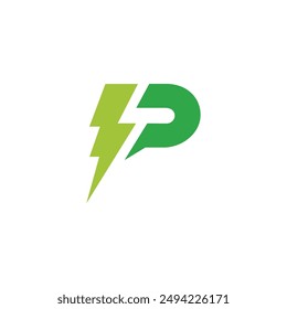 Power Lightning Letter P Logo design vector template