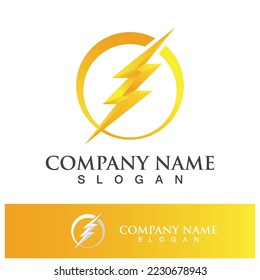 Power lightning logo icon thunder bolt symbol vector
