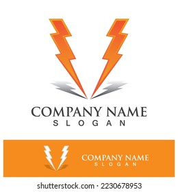 Power lightning logo icon thunder bolt symbol vector