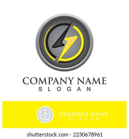 Power lightning logo icon thunder bolt symbol vector
