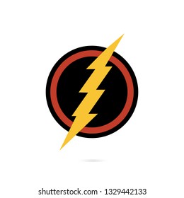Power lightning logo icon. Vector black thunder bolt symbol isolated on transparent background