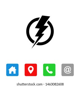 Power lightning logo icon. Vector black thunder bolt symbol isolated . symbol for web site Computer and mobile vector.