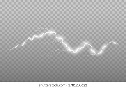 The power of lightning and shock discharge, thunder, radiance. Thunder bolt isolated.
