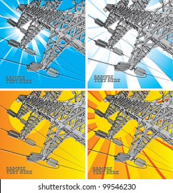 Power Line against sky background, vector illustration