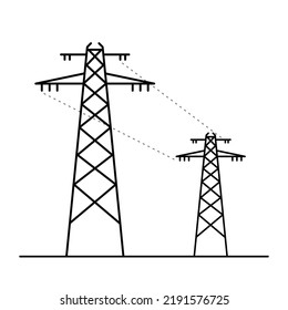 Power line art. Two high voltage poles.