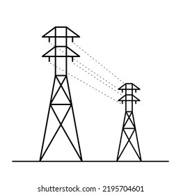 Power line art. Two high voltage poles.