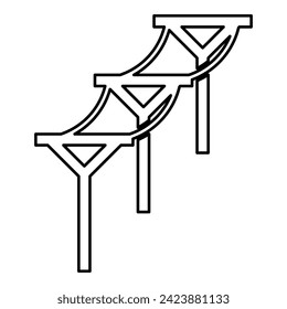 Power line electric pole electric power transmission concept high voltage wire row of pillars with cable contour outline line icon black color vector illustration image thin flat style