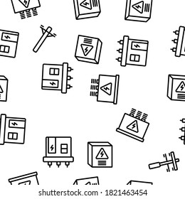 Power Line Electricity Vector Seamless Muster Thin Line Illustration