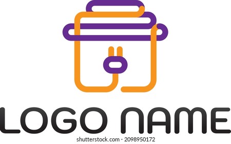 Power line in house shape logo, represents household electricity, this can be used for household electricity or electric appliances business