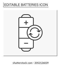  Power line icon. Deep cycle fast charger. Battery concept. Isolated vector illustration. Editable stroke
