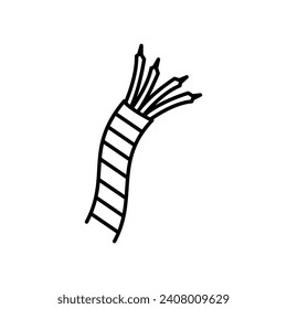 Icono de línea de alimentación. Icono de Conductor eléctrico en color blanco y negro.