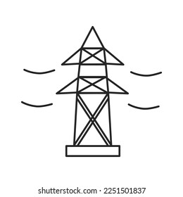 Power line icon, electricity pole, thin line symbol on white background - editable vector illustration.