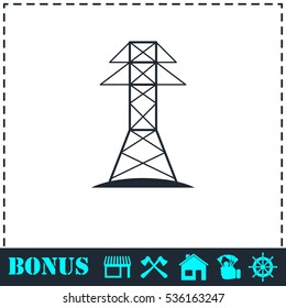 Power line icon flat. Simple vector symbol and bonus icon