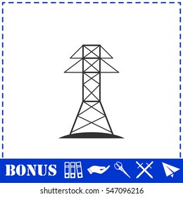 Power line icon flat. Simple vector symbol and bonus icon
