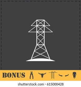 Power line icon flat. Simple vector symbol and bonus icon