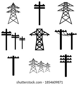 Power line icon, logo isolated on white background